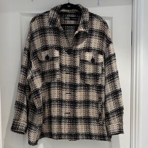 Zara Checkered Jacket in Black and Tan